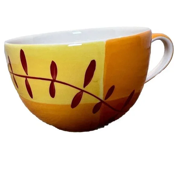 Hues N Brews Teapot Set w/ 2 Cups & Tray Ceramic Yellow Orange Hand Painted - Picture 6 of 11